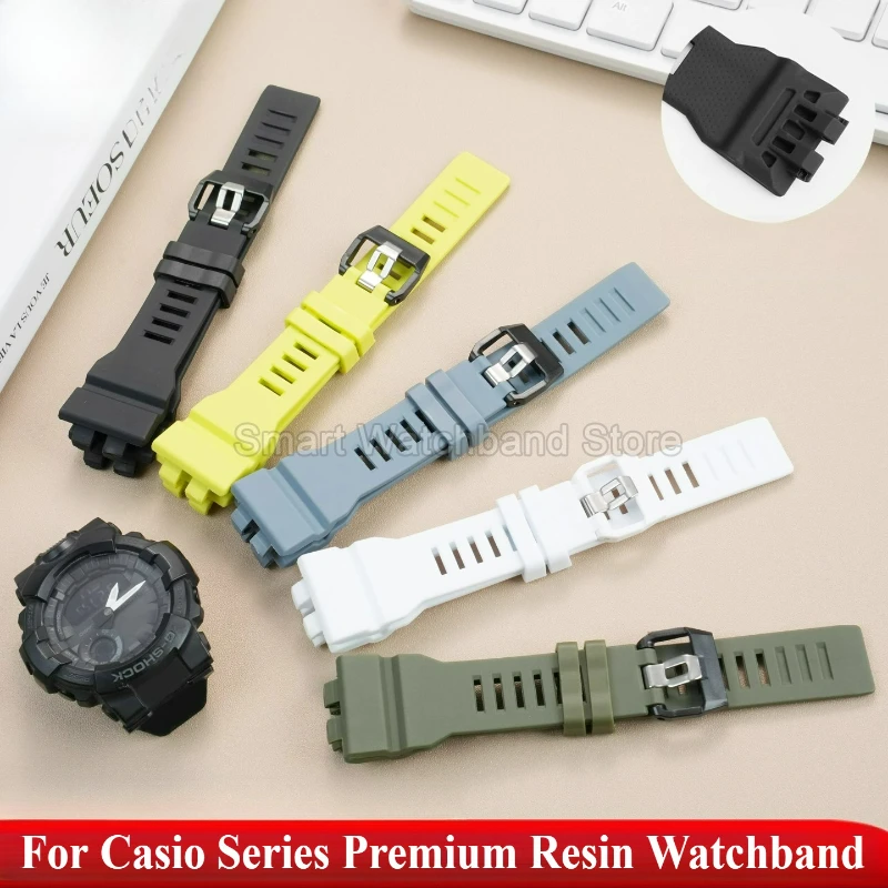 Per Casio GBD-800 GMA-B800 cinturino in resina resistente allo strappo impermeabile verde militare nero grigio dimensione speciale doppia interfaccia convessa