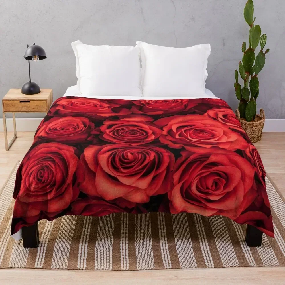 

Red Roses Throw Blanket Multi Purpose Soft Warm Blanket for Home Travel