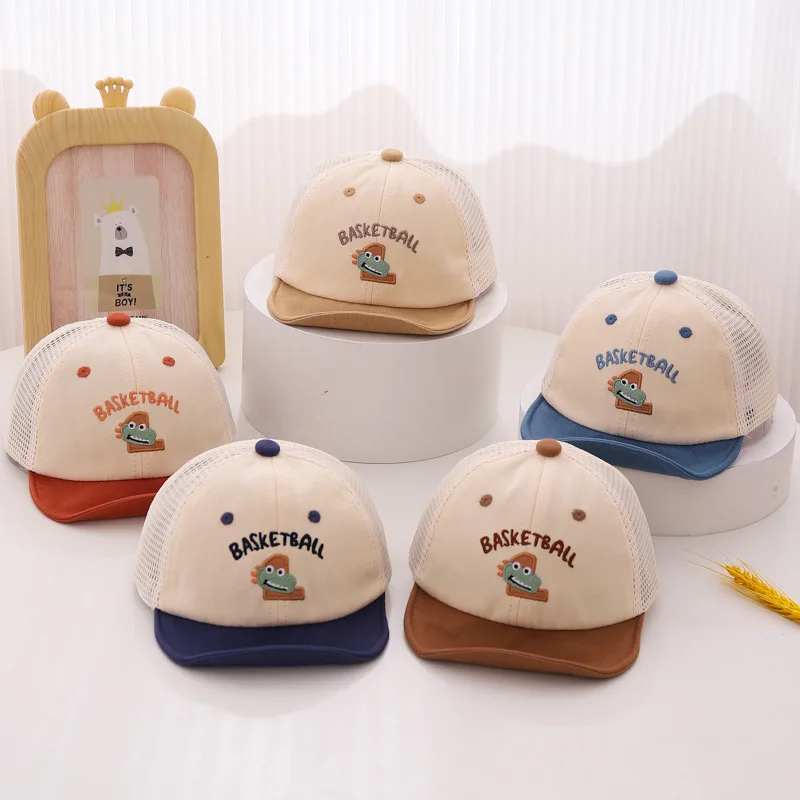 طفل شبكة بطة اللسان قبعة لطيف ديناصور الطفل بلغت ذروتها قبعة الصيف الجوف كول الاطفال واقية من الشمس منقار البط القبعات 6-24 متر الأطفال أقنعة