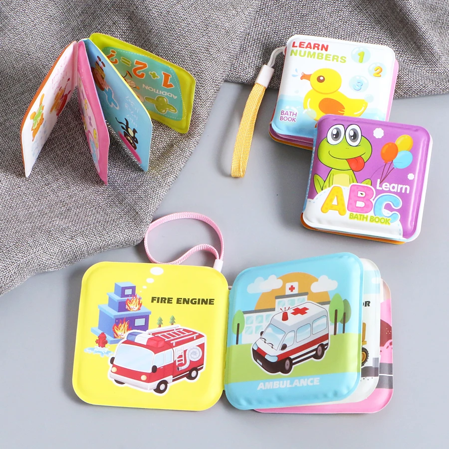 Baby Mini Bath Book Intelligence Development EVA Floating Cognize Book Squeeze-Sounding Dabbling Toy with BB whistle Bathing Toy