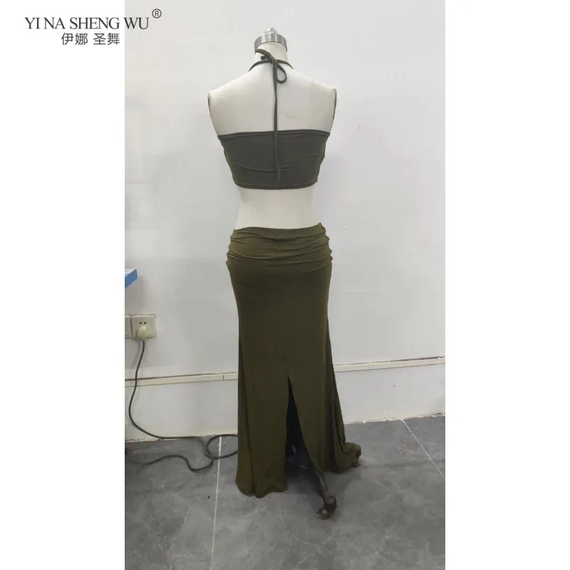 Women's Belly Dance Performance Costume Modal Camisole Tank Top Split Skirt Practice Outfit Oriental Dancewear For Female Dancer
