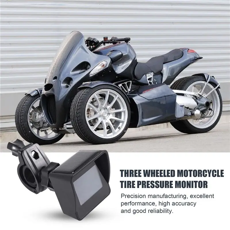 Multi-Purpose Solar Wireless Tire Pressure Monitoring System Motorcycle TPMS Tire Pressure Monitor LCD Display 3 External Sensor