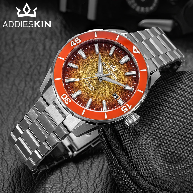 

ADDIESKIN Men Luxury Mechanical Watch Miyota 9015 Automatic Hacking Hand Wind Sapphire Crystal 200M Waterproof Stainless Steel