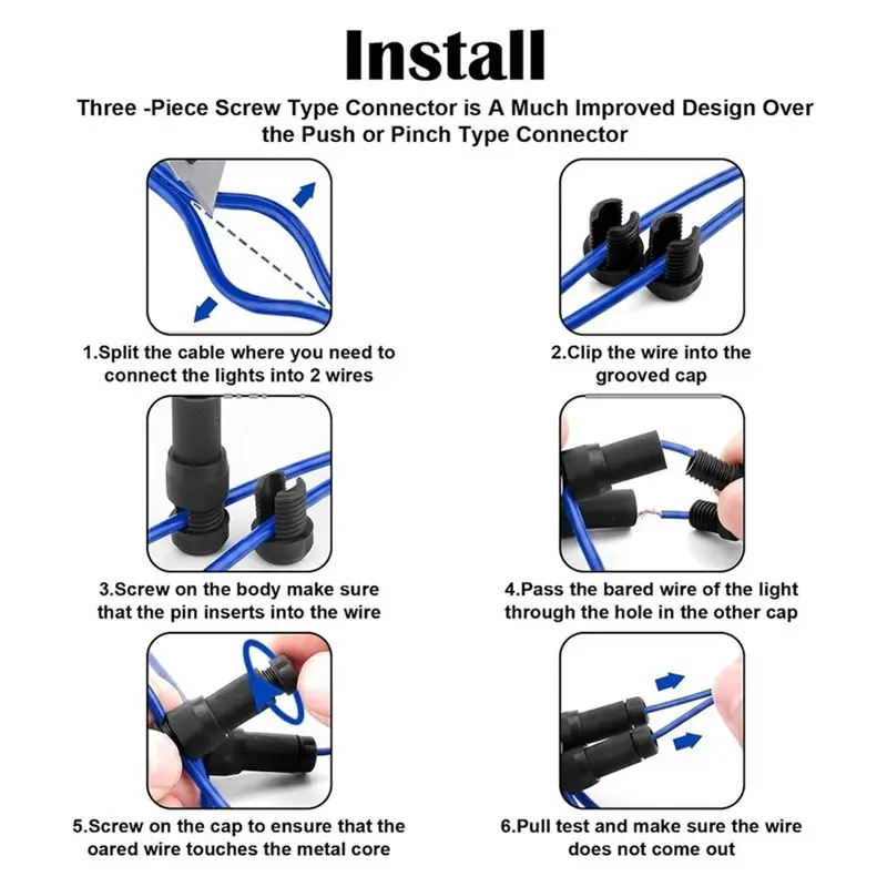 B97A-Outdoor Landscape For Yard Light Backyard Light 12 Pcs Low Voltage Wire Connector, Cable Connector