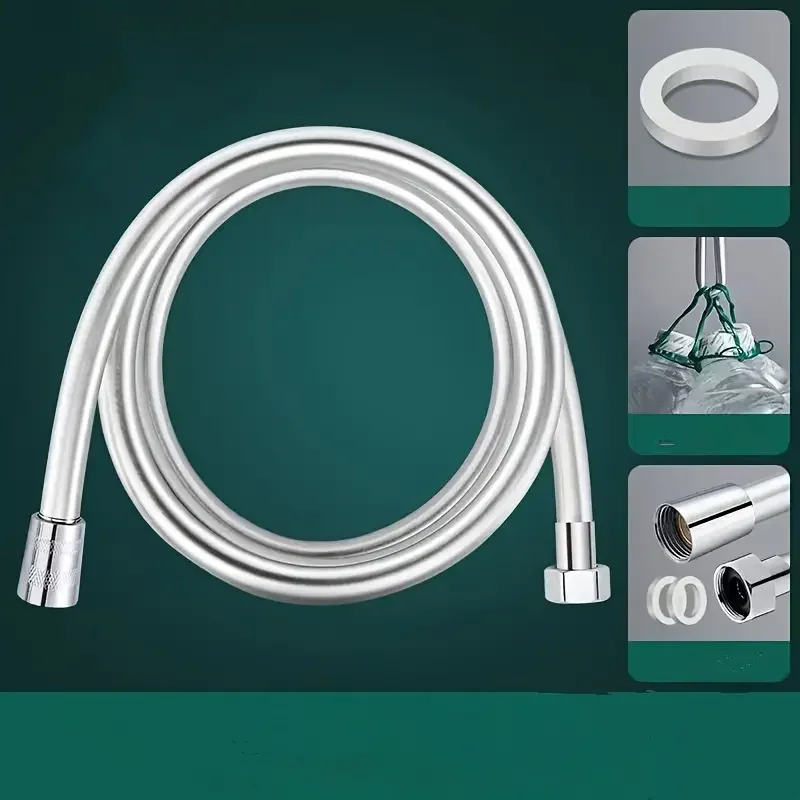 Explosion-Proof, Non-Tangle PVC Shower Hose - Durable, Universal Fit for All Showerheads, Enhances Bathroom Style & Safety