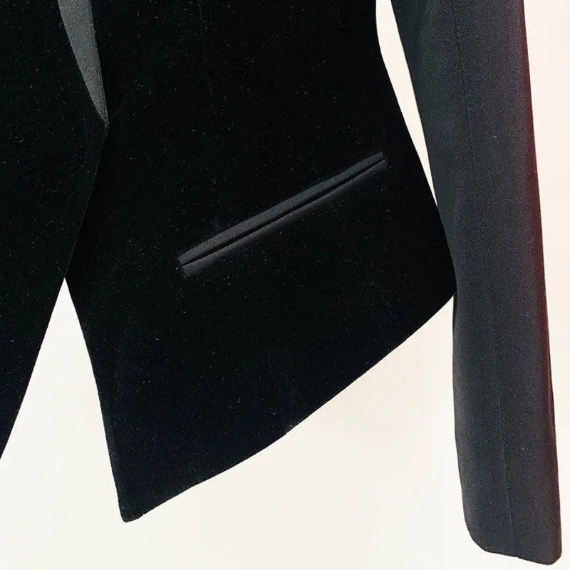 HKSH Herfst Winter Nieuwe Vrouwen Blazer V-hals Slim Fit Fluwelen Patchwork Elegant Temperament Stijlvolle High Street Chic Jas HK11548