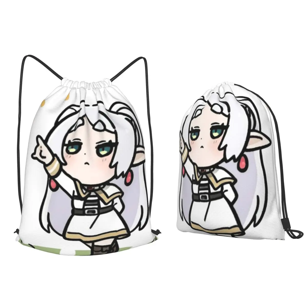 Frieren Chibi Frieren Beyond Journey's End Anime Backpacks Multi-function Drawstring Bags Sports Bag Book Bags for Travel