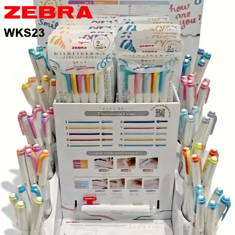 

Zebra Twin Colored Highlighter WKS23 Mildliner Mix Dual-ink Pump Marker Pens Study Planner/Note Taking/Back to School Supplies