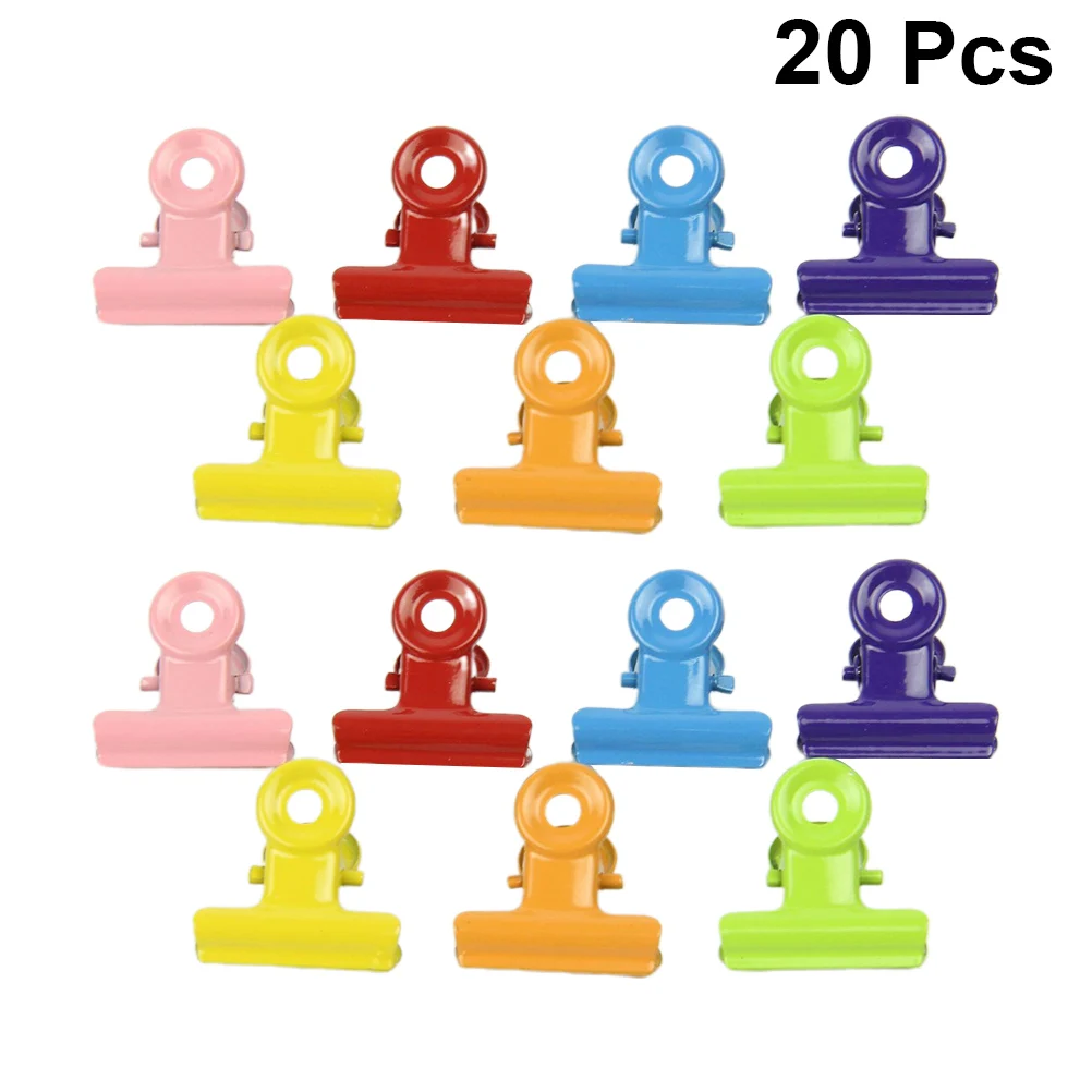 20pcs 31Mm Small Colorful Metal Binder Clips Strong Paper File Clamps Reusable Office Storage Mixed Colors