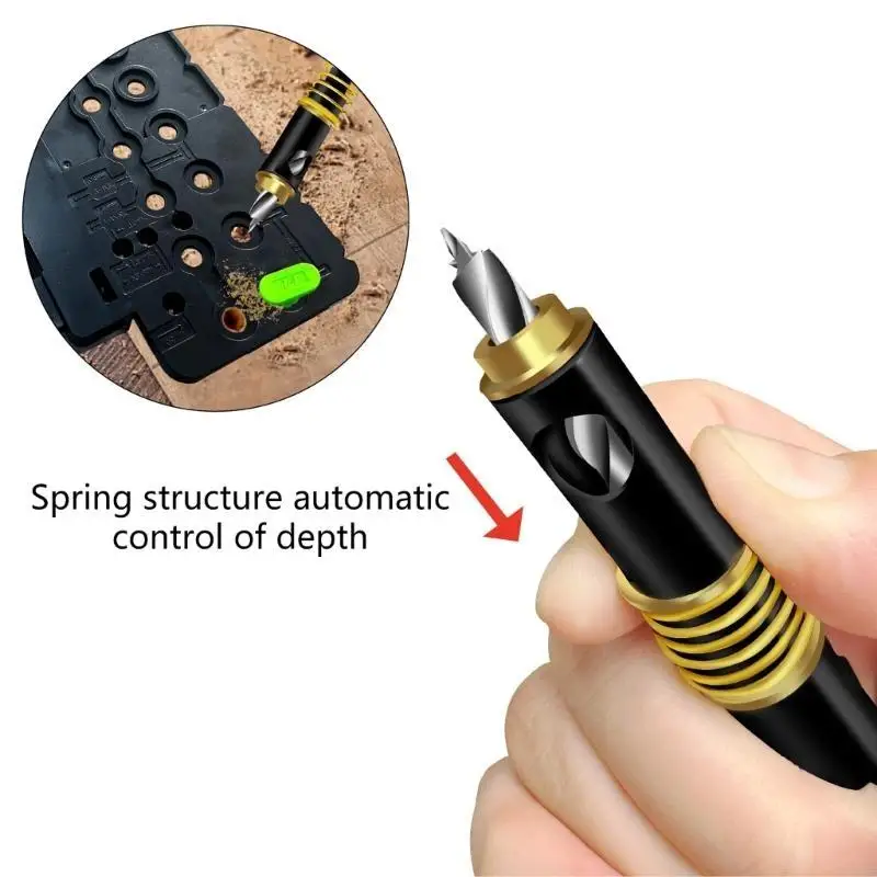 Spring Assisted Centering Drill Bit Set in Plastic Jig Housing with Dedicated Storage for Accessories