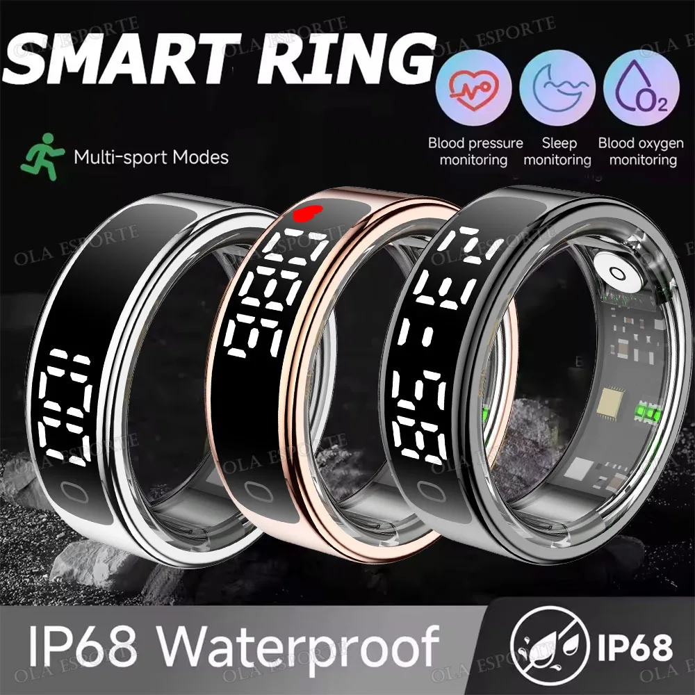 

Новое беспроводное умное кольцо для мужчин и женщин, светодиодный экран, монитор сердечного ритма, кислорода в крови, спортивный 10 атм, водонепроницаемый Smartring Pk R99