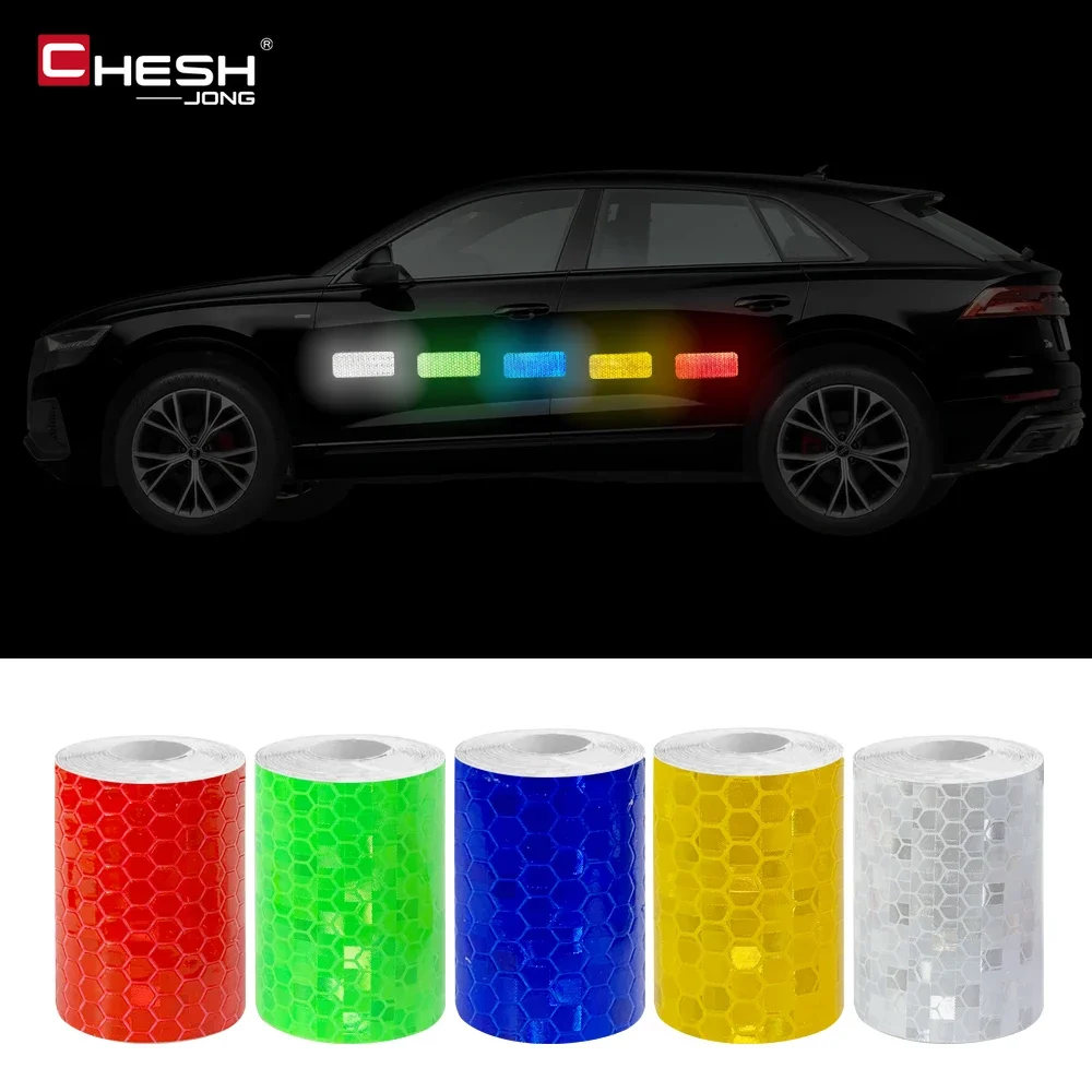 5cmX1m Car Sticker Safety Warning Tape High Visibility Self Adhesive Waterproof Bike DoorProtective Reflective Sticker Accesorry