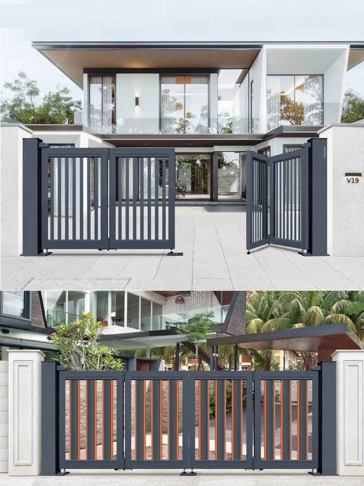 المنزل الألومنيوم مخصص مسحوق المغلفة سبائك الألومنيوم سياج الألومنيوم تصميم فاخر الباب الأمامي بوابة متأرجحة معدنية عالية الجودة #5