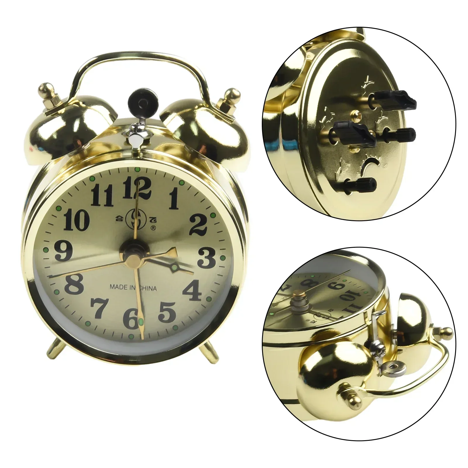 7cm Alarm Clock Metal Cute High Quality Horseshoe Mechanical Gold Alarm Clock Manual Wind Up Vintage Hot Pro Top