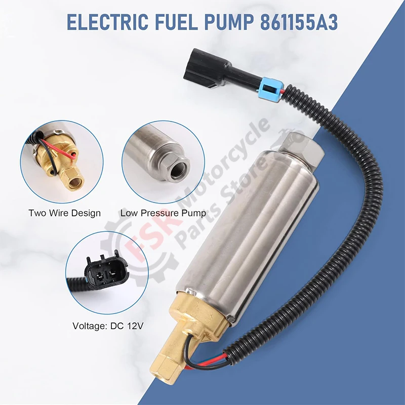 861155A3 Electric Low Pressure Fuel Pump For Mercury Mercruiser Marine Boat with Carburetor Engines V8 V6 5.7L 5.0L 4.3L 935432