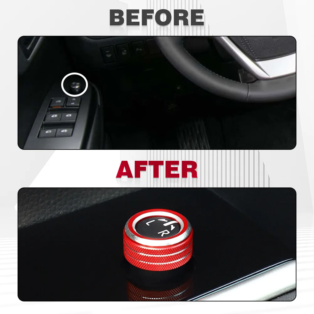 Perilla de ajuste de espejo retrovisor de coche, decoración de anillo, cubierta embellecedora para Toyota Highlander 2020 2021 2022 2023 2024 2025, 1 ud.