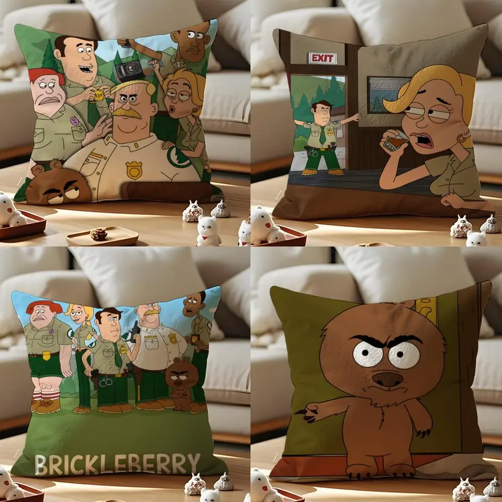 Brickleberry Kissenbezug, Anti-Dustmite-Kissenbezug, unsichtbarer Reißverschluss, seidig, kurz, Plüsch, Sofakissenbezug