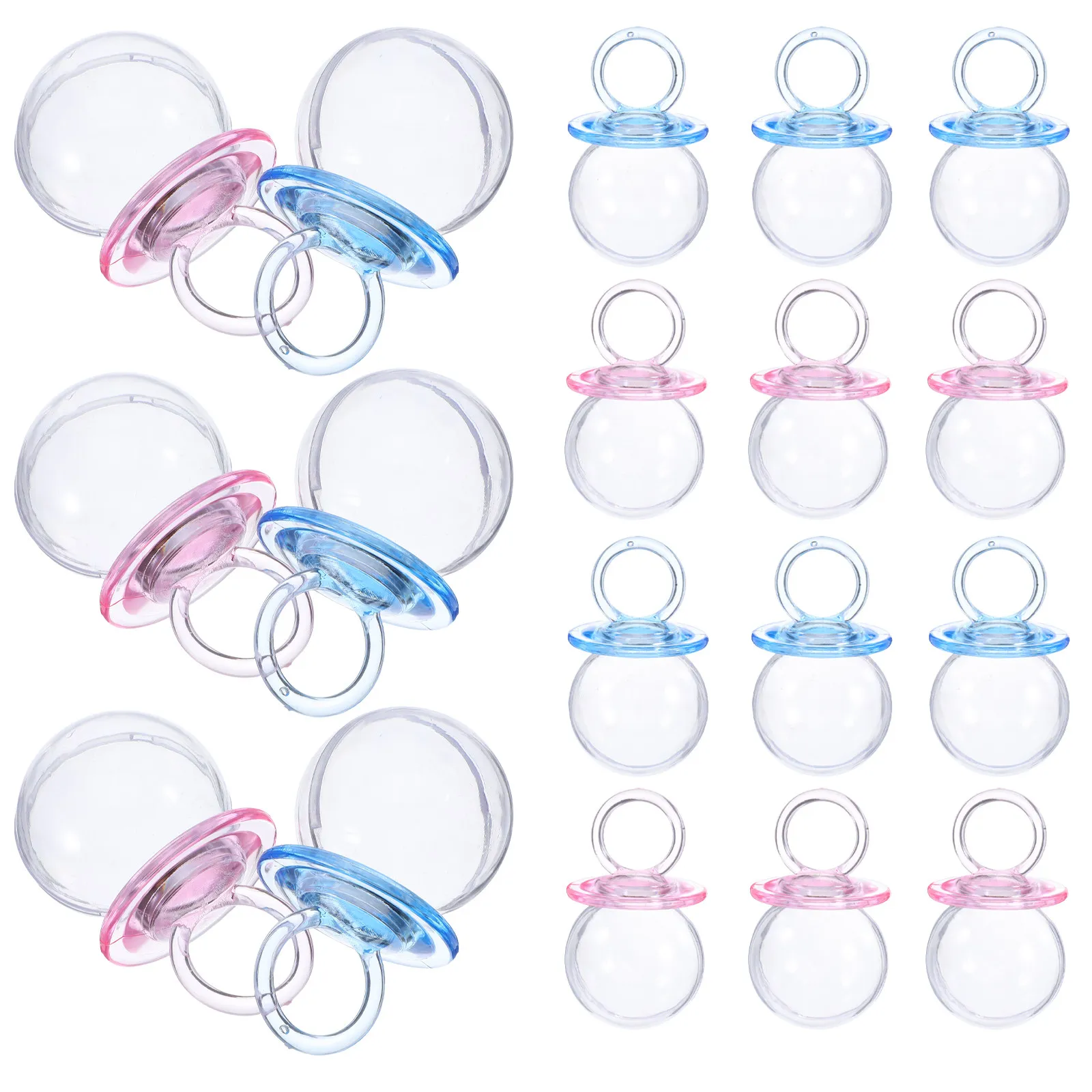 24Pcs Transparent Pacifier Candy Boxes Shower Favors Clear Party Favor Boxes for Birthday Christening Dessert Table Decor