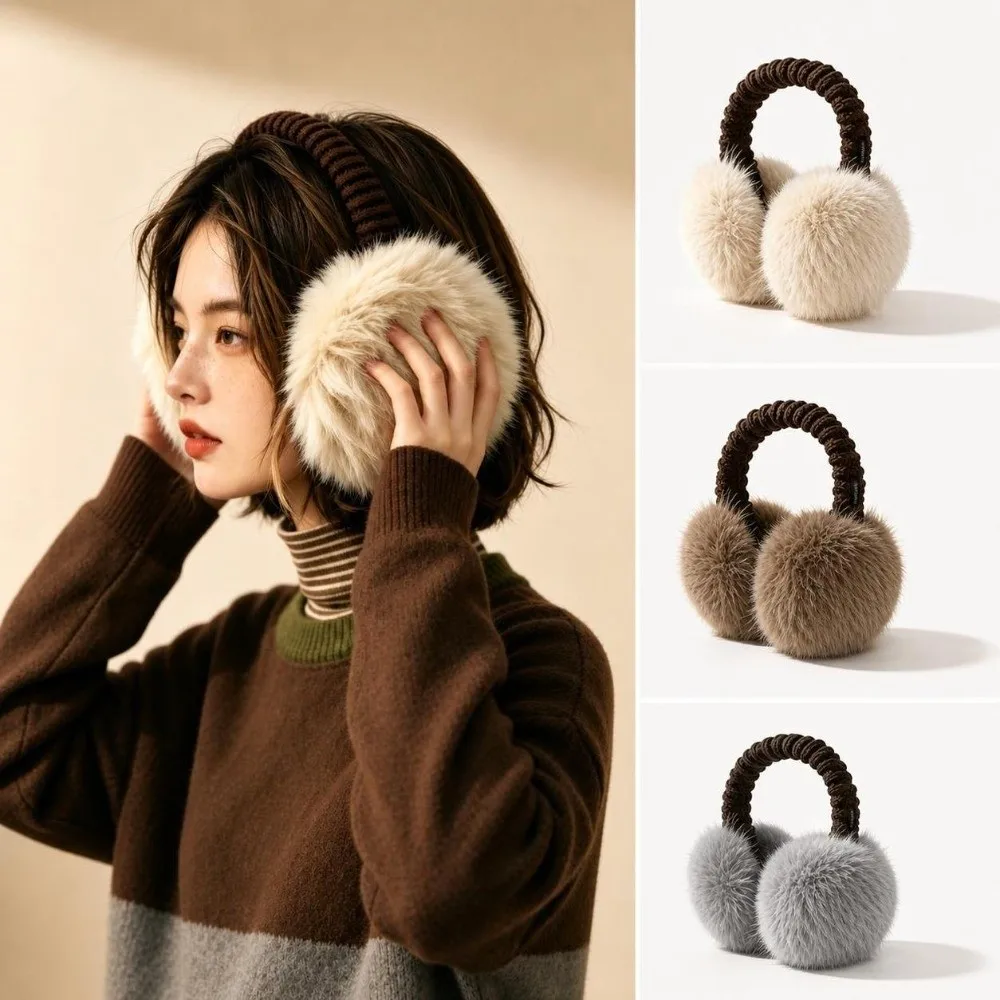 Soft Extra Large Foldable Earmuffs Adjustable Soft Lining Knit Headband Earmuffs Fluffy Ear Covers Outdoor Use