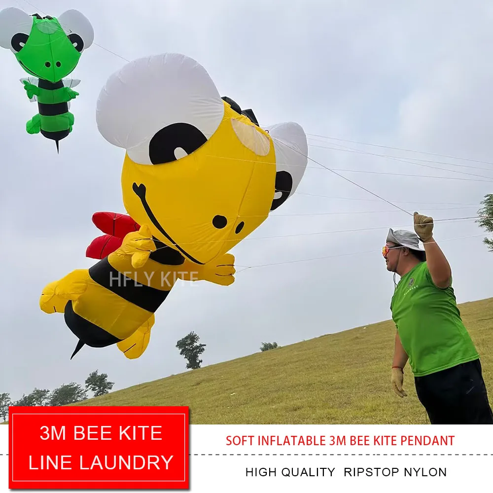 HFLY Nuovo Arrivo Morbido Gonfiabile 3m Ape Kite Linea Lavanderia per Adulti di Alta Qualità Ripstop Nylon Show Kite Ciondolo