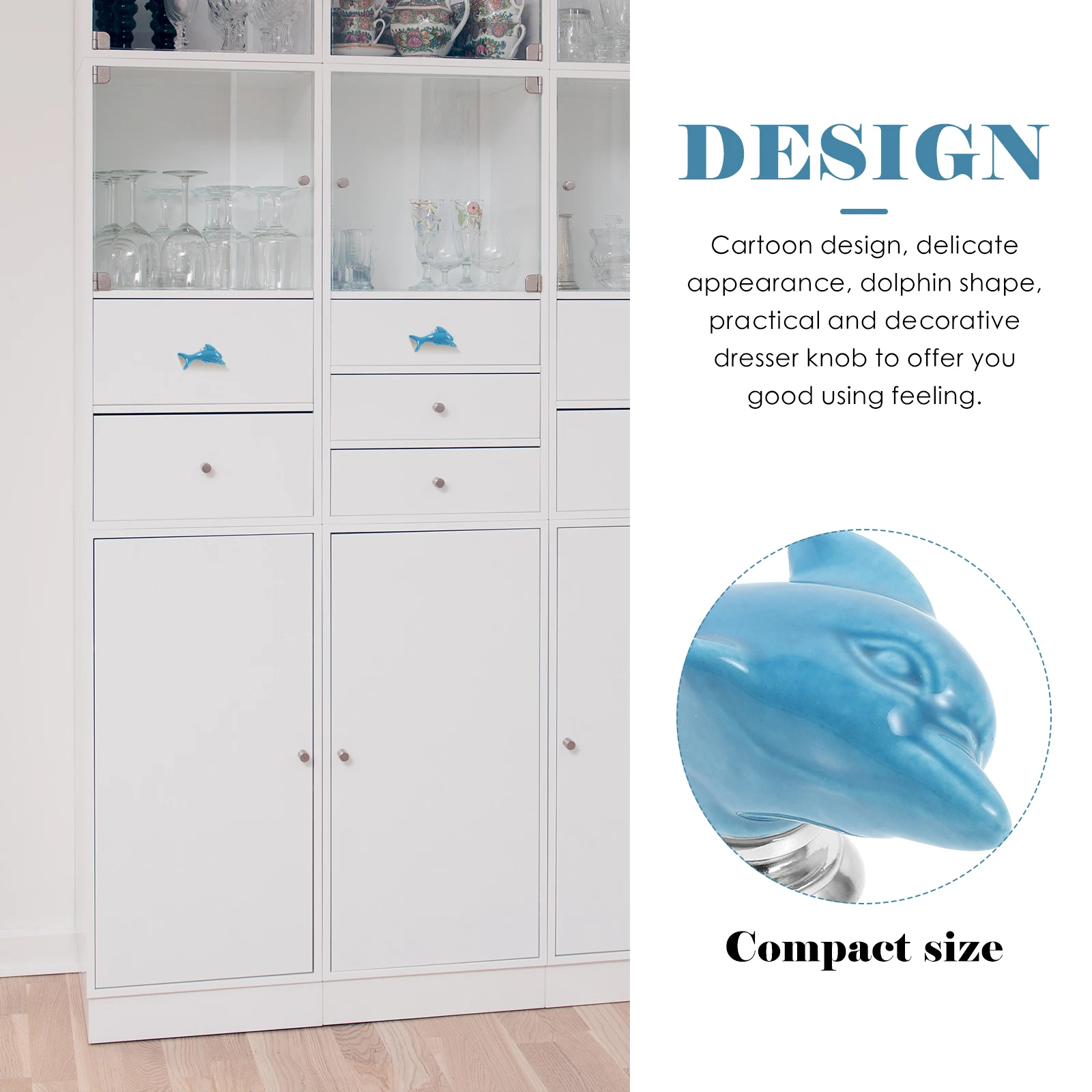 

2Pcs Dolphin Cartoon Ceramic Cabinet Knobs Single Hole Handles for Drawer Dresser Cupboard Decorative Kitchen Cabinet Pulls