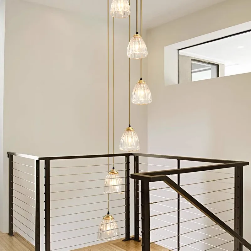 Candelabro de cristal para decoración del hogar, lámpara colgante para escalera, luces colgantes para sala de estar, iluminación interior