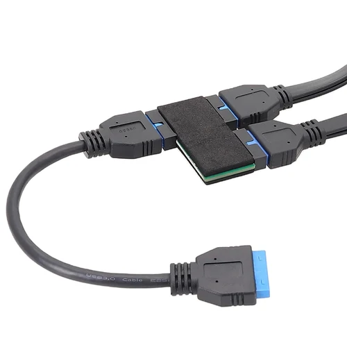 Imagen 2 del producto RGEEK Usb 3,0 19 pines 1 a 2 HUB con Chip y Cable Modular diseño USB 19 pines HUB placa base 19 pines USB3.0 Cable de extensión de datos