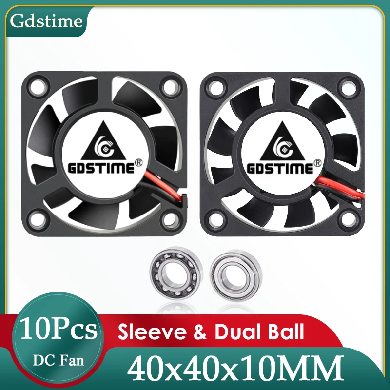 10PCS Gdstime DC 5V 12V 24V 4cm 40mm Wentylator osiowy z podwójną kulką 40x10mm Wentylator chłodzący do drukarki 3D 4010 Mały bezszczotkowy wentylator chłodzący