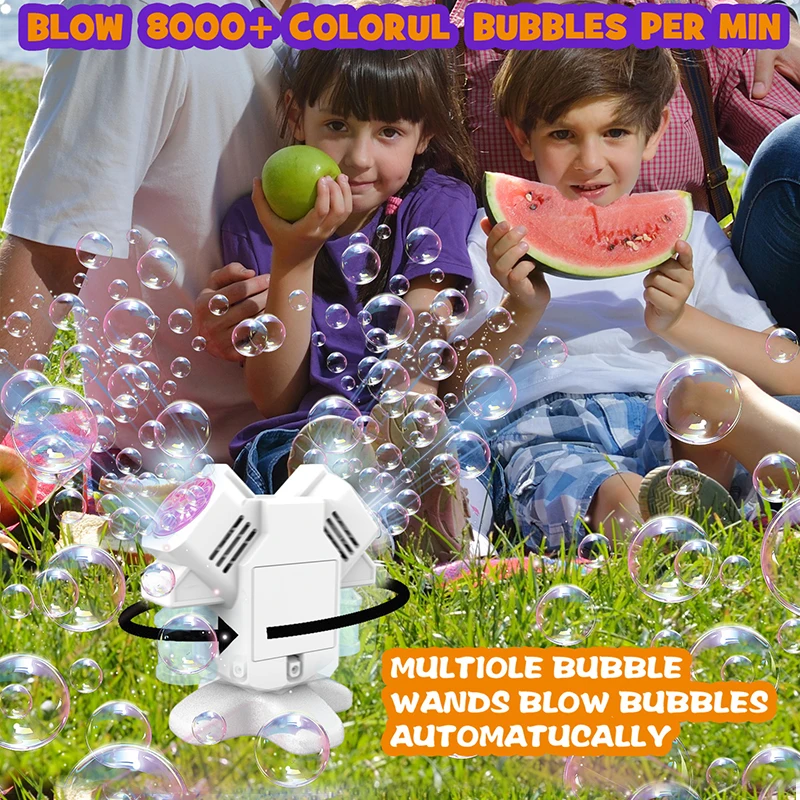 Bolha rotativa totalmente automática inteligente soprador de bolhas crianças entretenimento brinquedo interativo sem bateria bolha água