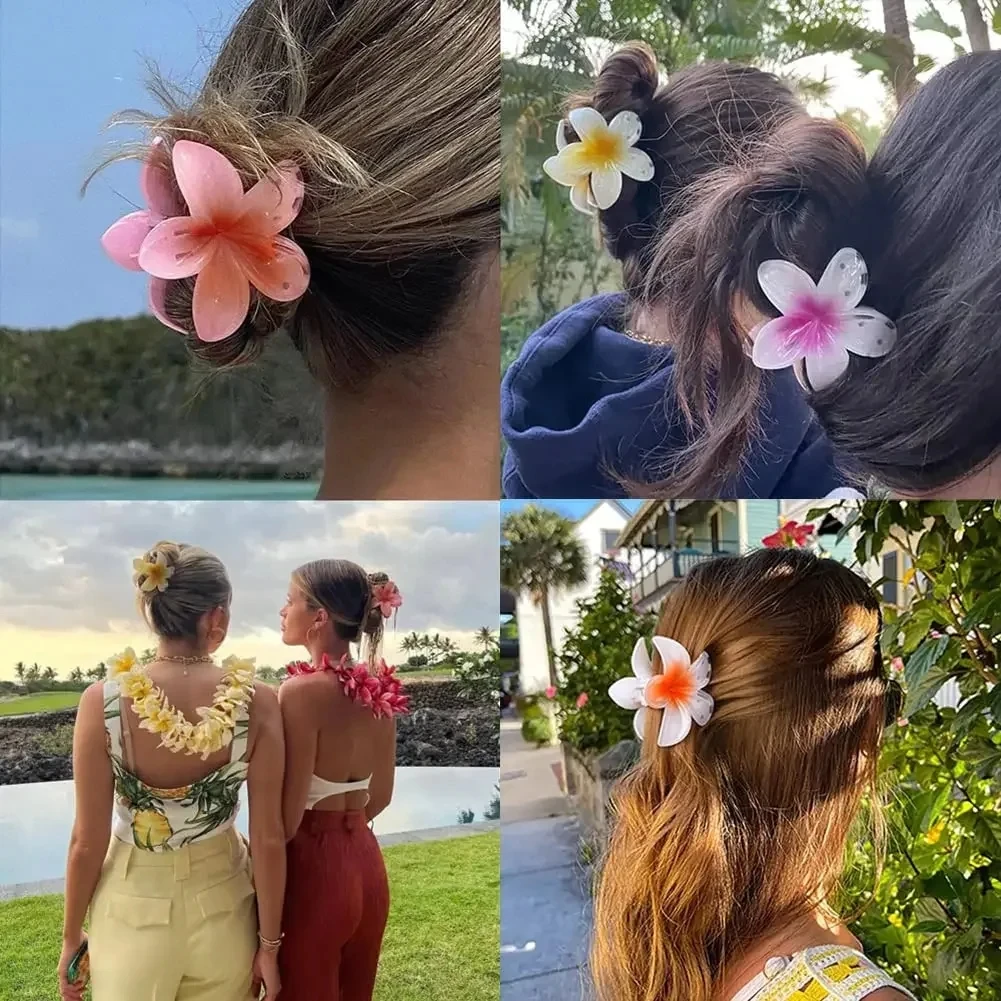 Fashion Flower Hair Clips for Women Bohemia Style Flower Large Hair Claw Hairpin Beach Vacation Girls Hair Accessories