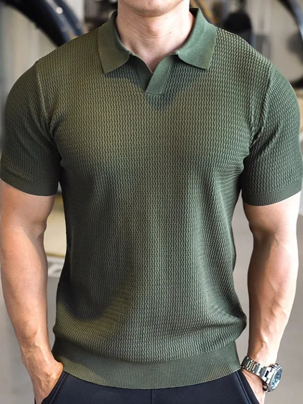 

Мужская спортивная футболка премиум-класса для бега, новая летняя коллекция 2026 года, с высокой эластичностью и воротником-стойкой.