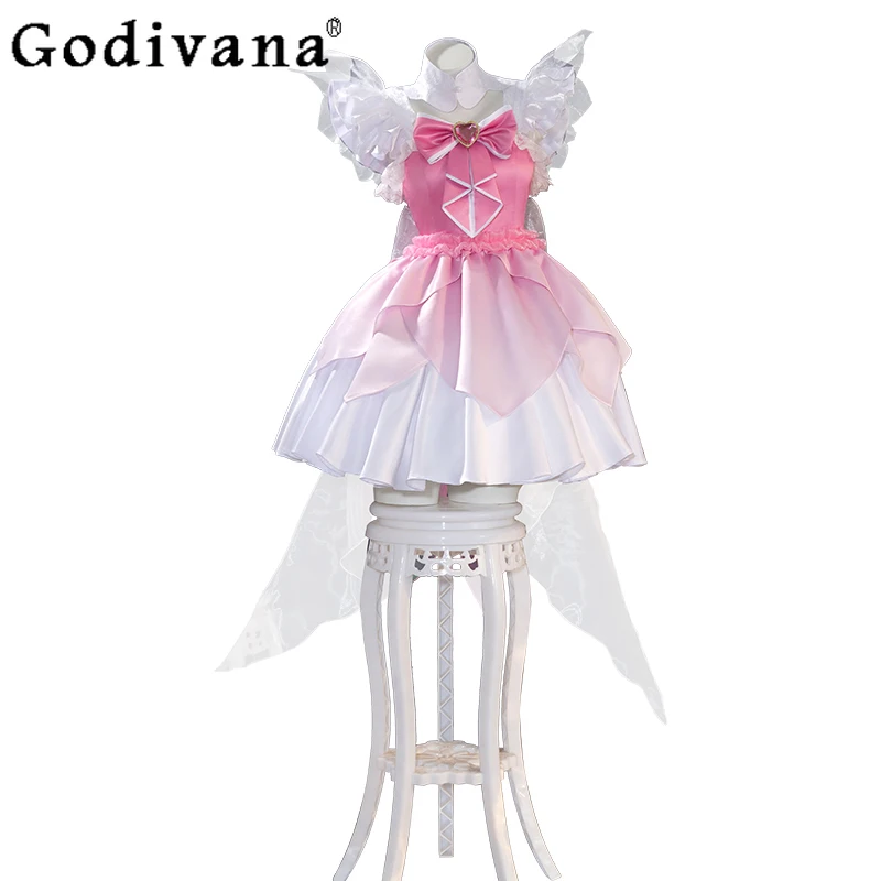 코스프레 의상 애니메이션 코스프레 드레스 여성 백 보우 할로윈 카니발 파티 드레스 여성 여름 유니폼 드레스