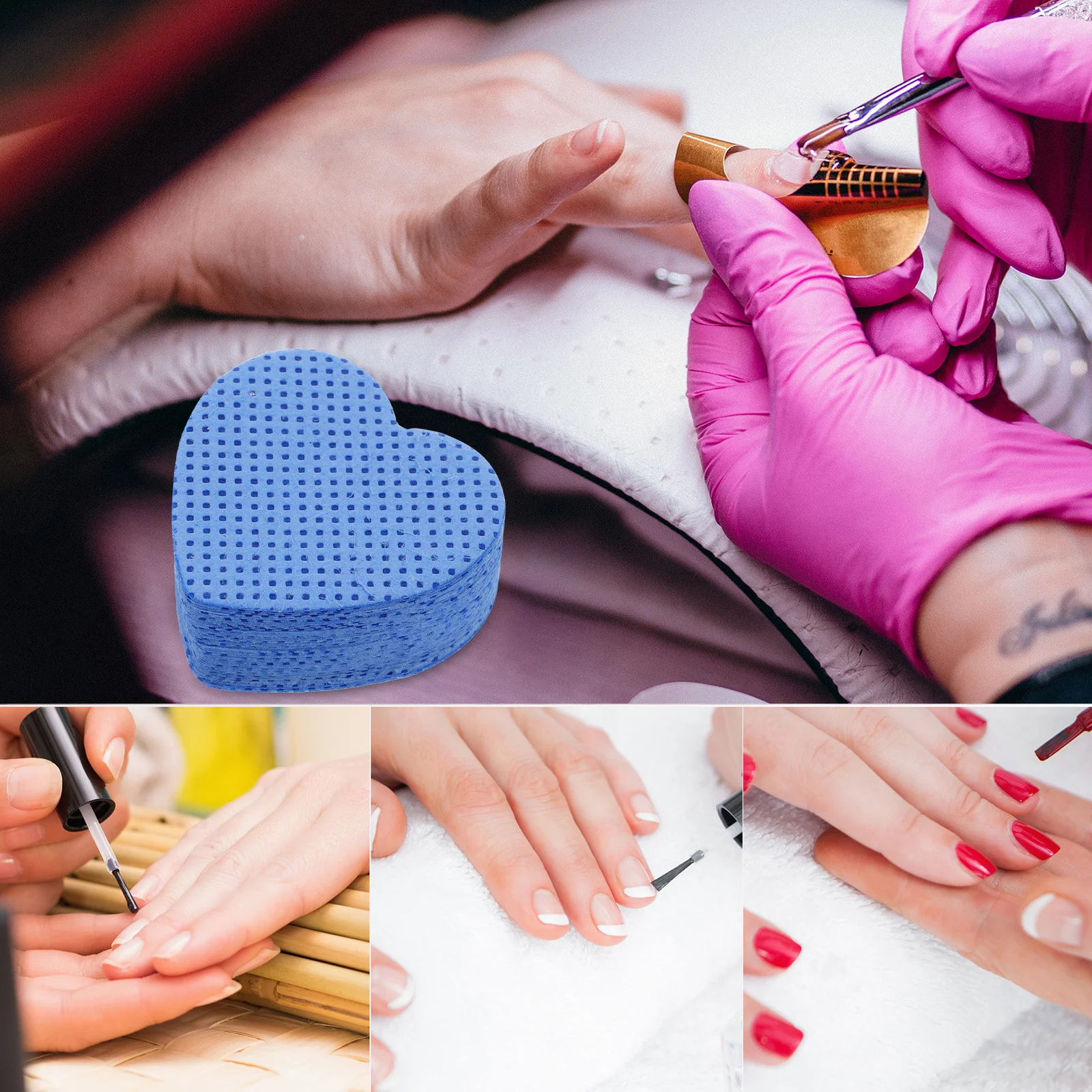 200 pz a Forma di Cuore Nail Polish Remover Pad Salviette di Cotone Senza Pelucchi Per Gel Dip Powder Manicure Soak Off Nail Art Care Viaggi