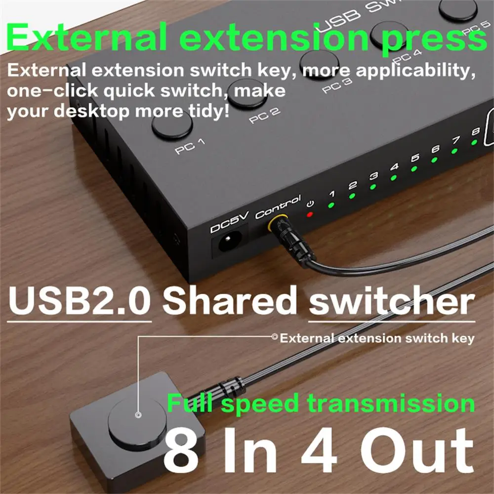usb switch 4 in 4 out hub 2 0 switcher 8 ports 8 in 4 out high speed adapter extension splitter With ON OFF usb Switching for pc