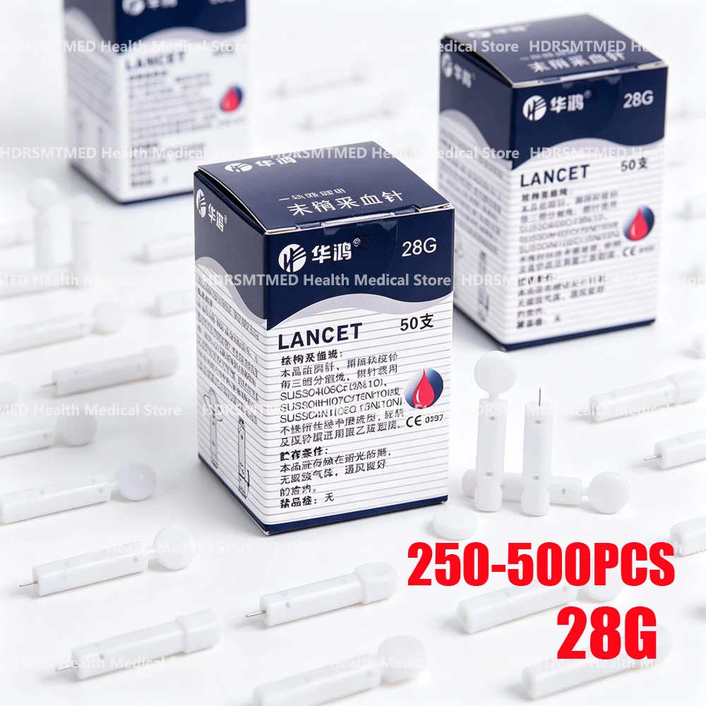 

250pcs-500pcs 28G Disposable Blood Lancets with Massage Stick Sterile Vent Drain Needles for Pen Use in Medical Supplies