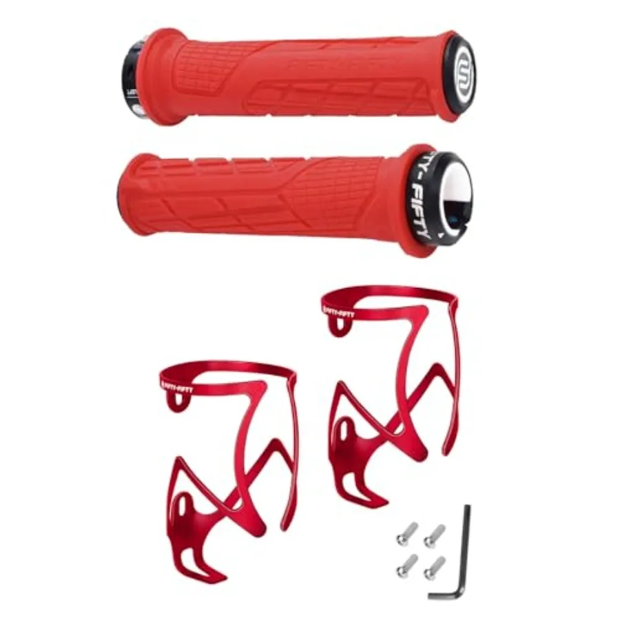 

Mountain Bike Handlebar Grips Single Lock-on MTB Grips Comfortable and Lock On Non-Slip Bicycle Handle Bike Water Bottle Holder