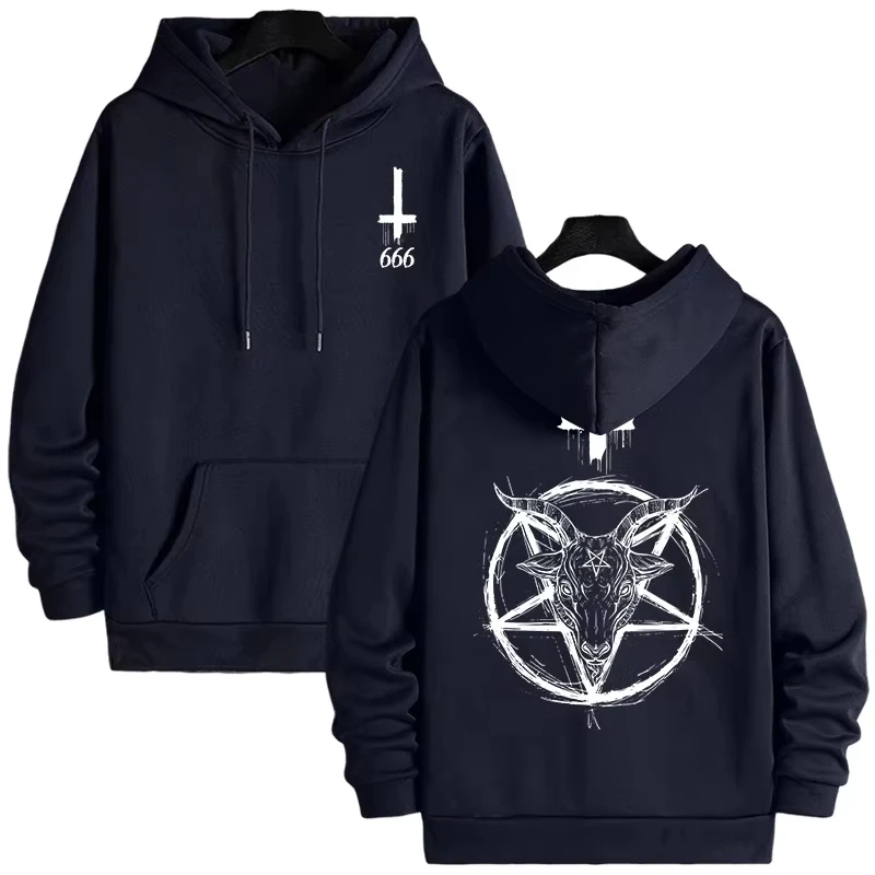 

Demonic Print Men's Hoodies 2025 Streetwear Gothic Satan Sweatshirt 666 Symbol Male Autumn Winter Pullover Casual Top Tracksuit