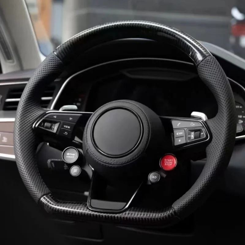 Genuine Leather Car Steering Wheel Cover For Audi TT (8S) TTS 2014 2015 2016-2019 TT RS Handle Cover Interior Car Accessories