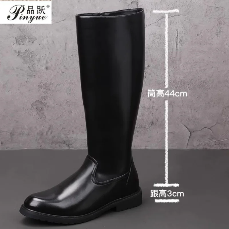 

Fashion Men's Genuine Leather Motorcycle Boots High Equestrian Boots Winter Long Knee-high Knight Boots New Riding Boots 37-45