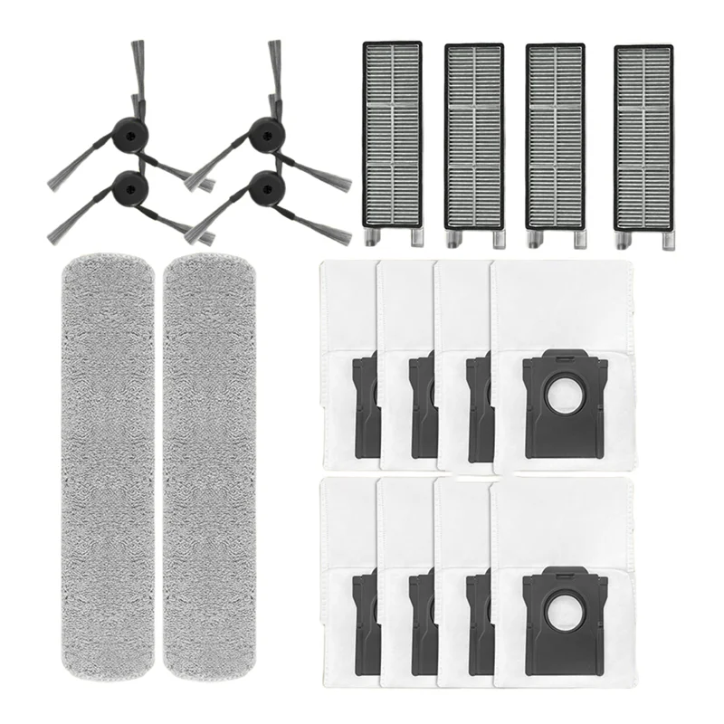 Abky-para mavova z50 ultra robô vácuo acessórios de substituição escova lateral filtro hepa saco pó mop pano conjunto