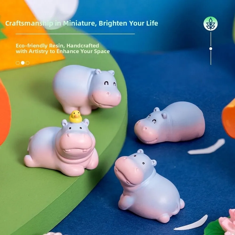 Q-like pear-shaped design Resin Hippo Statue Cartoon Style 6 options available Baby hippopotamus figurine Miniature Figure