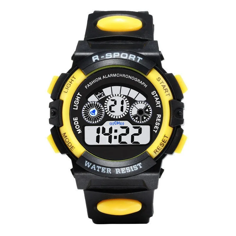 Детские электронные часы, цветной светящийся циферблат, водонепроницаемые многофункциональные светящиеся аварийные часы, часы для мальчиков и девочек