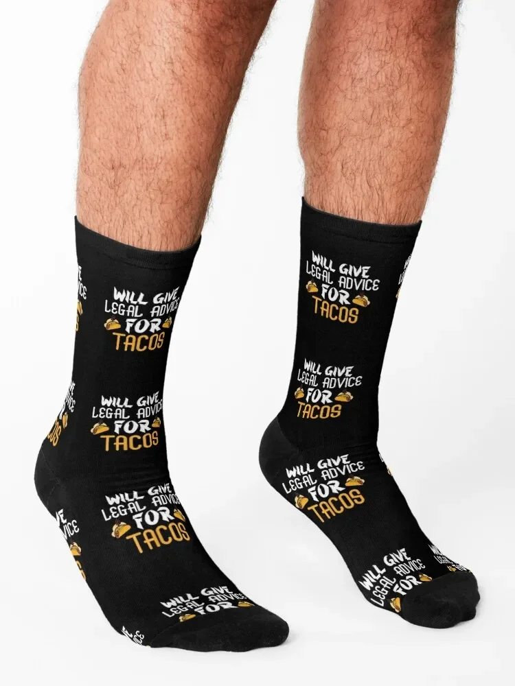 Funny Lawyer , Will give Legal Advice for Tacos , Law School Graduation Socks Running snow Mens Socks Women\'s