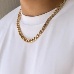 PuRui Simple Cuban Chain Necklace for Men Gold Color/Black Metal Aluminium Chain On The Neck Choker Jewelry Party DIY Gift