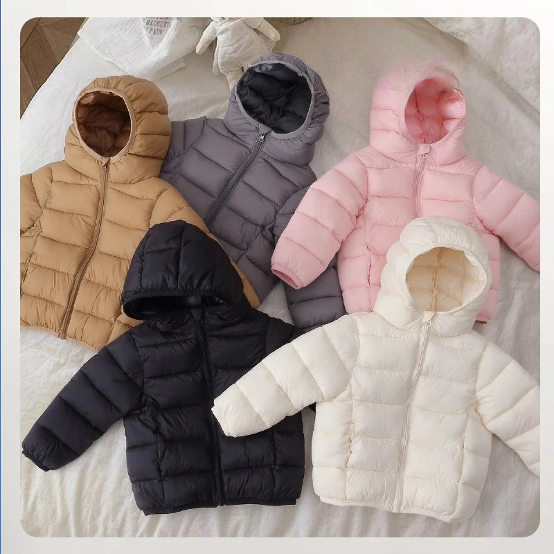 Cotton Clothes 2026 Autumn and Winter New Childrens Clothing Korean Boys and Girls Fashion Light Warm Hooded Cotton Clothes