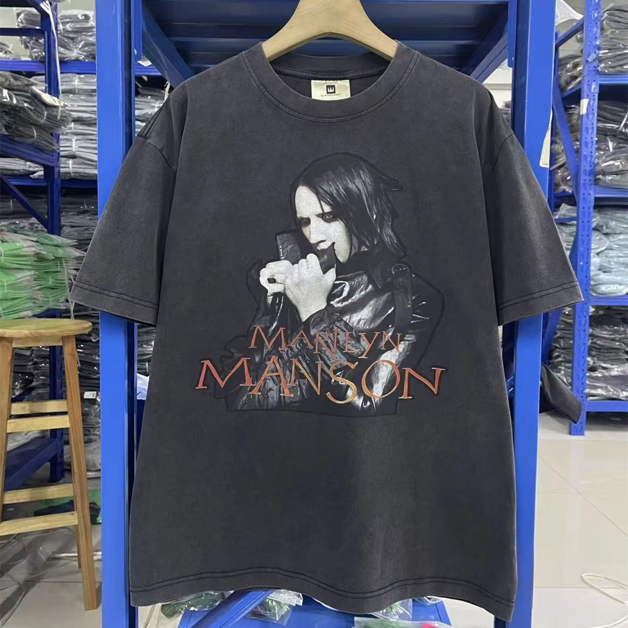 26ss Marilyn Manson Vintage Washed T-Shirt Men Women Best Quality Alternative Rock Top T Shirt Tee