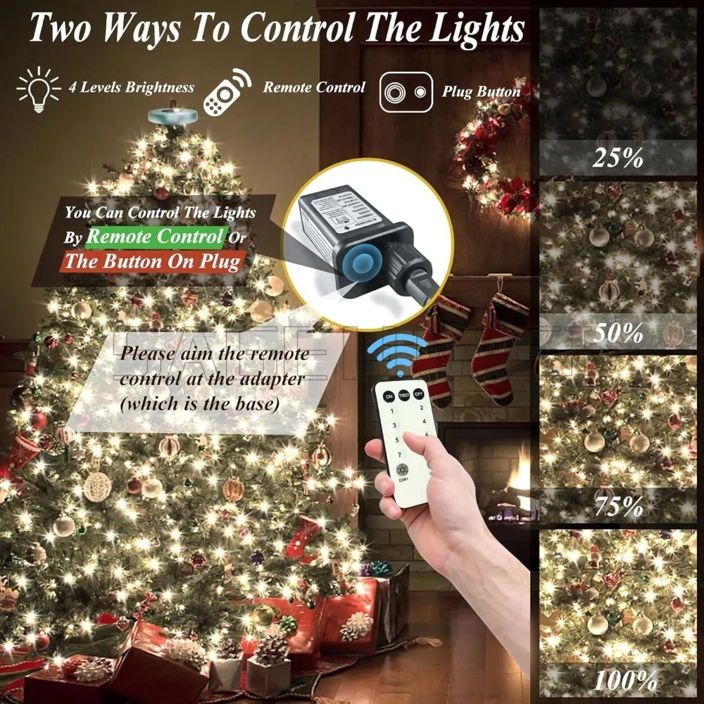New 2.1meters 140 LEDs Christmas Tree Lights Smart APP Remote Control for Holiday Christmas Lights Tree Home Party Decor Strings
