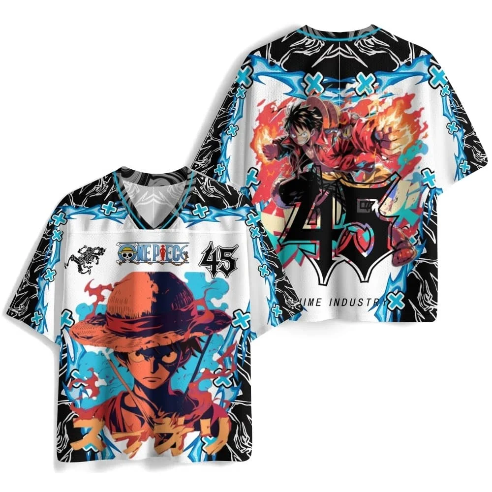 2026 One Piece Tony Chopper Amerikanischer Stil Jersey Mesh Atmungsaktives Unisex-Paar V-Ausschnitt Sport-Kurzarmshirt Familien-Set – Detail 6