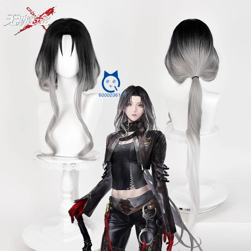 

Anime Game Path To Nowhere Cosplay Angell Black Gradient White 98cm Long Hair Heat Resistant Synthetic Wigs for Comic Con Coser