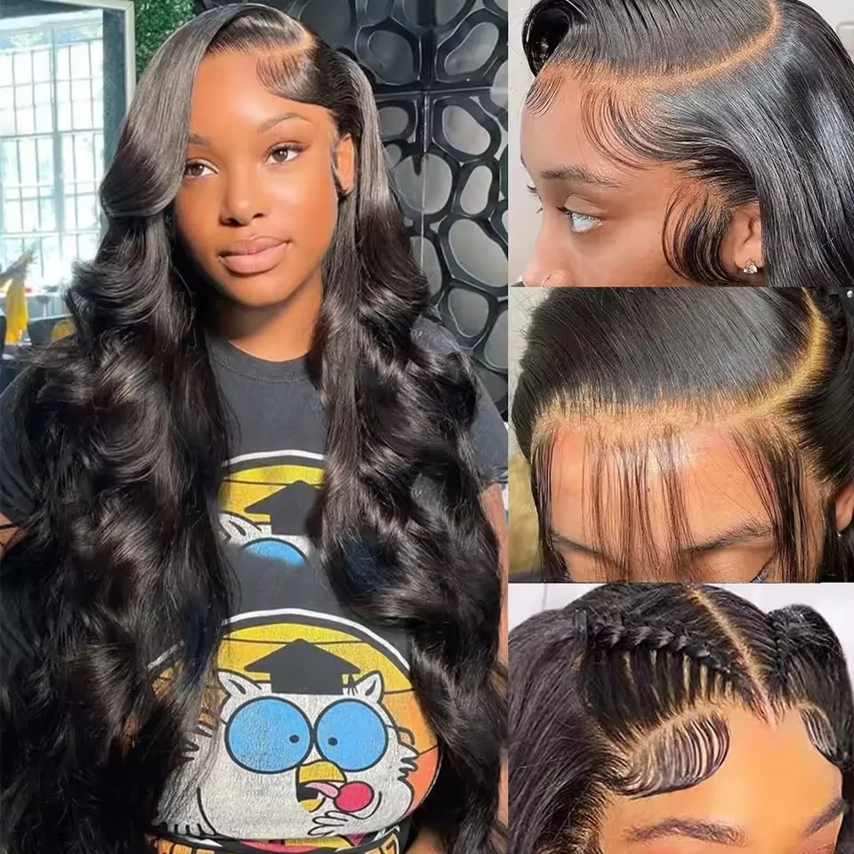 200% Density 13x4 Body Wave Lace Front Human Hair Wig Pre Plucked 40 Inch 13x6 Hd Transparent Lace Frontal Wigs For Black Women image 2